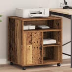vidaXL Printerstand met opslag Oud hout 60 x 50 x 67 cm, Verzenden, Nieuw