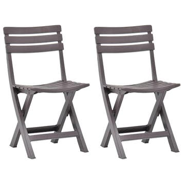 vidaXL Opklapbare stoelen, 2 stuks, plastic, mokkakleur, Tuin en Terras, Tuinstoelen, Verzenden, Nieuw