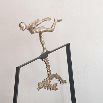 Sculpture, La patineuse - 38 cm - Marbre, Métal