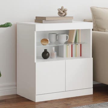 vidaXL Dressoir met LED-verlichting 60x37x67 cm wit, Verzenden