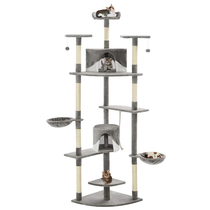 vidaXL Kattenkrabpaal met sisal krabpalen 203 cm grijs en, Dieren en Toebehoren, Katten-accessoires, Nieuw, Verzenden