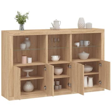 vidaXL Dressoir met LED-verlichting 162x37x100 cm sonoma, Verzenden