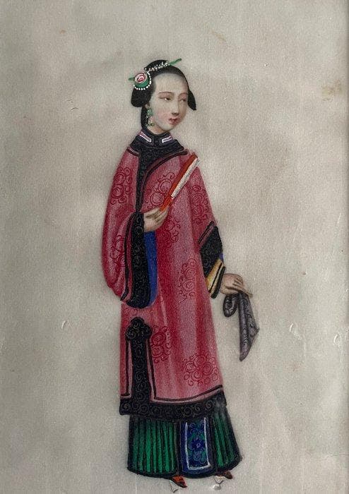 Chinese Export Pith Paper Paintings - Chinese export - Chine, Antiek en Kunst, Antiek | Overige Antiek