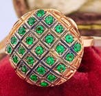 Zonder minimumprijs - Ring - 9 kt. Roségoud, Zilver Smaragd, Nieuw