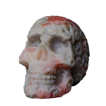 Opaal Pink opal brain skull detailed carvings - Hoogte: 10