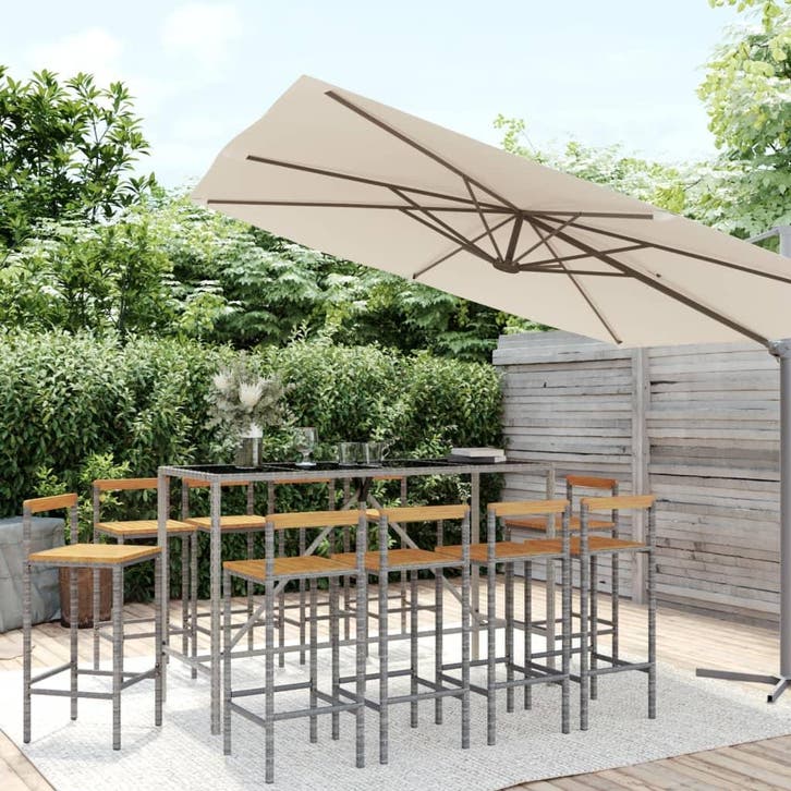 vidaXL 11-delige Tuinbarset poly rattan en massief, Tuin en Terras, Tuinsets en Loungesets, Nieuw, Verzenden