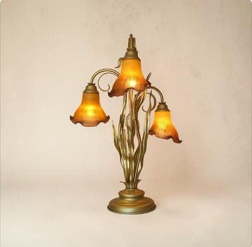 Lamp - Art Nouveau-stijl – Gesigneerde Tulpen - Pâte de