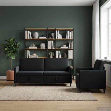 vidaXL Sofa Set Met Opslag 2 st Zwart Polyester, Verzenden, Nieuw