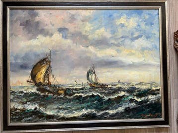 Wim Bos (1906 - 1974) - Boten op volle zee