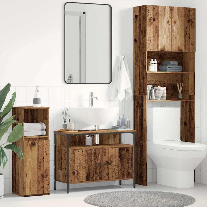 vidaXL Wastafel kabinet voor de badkamer Oud hout 80 x 30 x, Maison & Meubles, Tables | Coiffeuses, Envoi