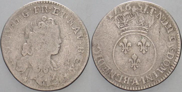 12 Sols (1/10 Ecu) 1716 A Frankreich Ludwig Xv 1715-1774, Postzegels en Munten, Munten | Europa | Niet-Euromunten, België, Verzenden