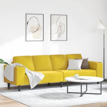 vidaXL Woonkamerbank / zetel Geel 250 x 77 x 76 cm, Verzenden, Nieuw