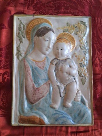 Benini - Faenza - bas-relief - Madonna met Kind - 28 x 38 cm