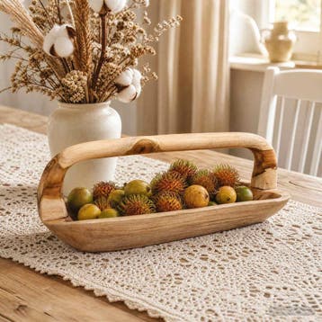 vidaXL Fruit Bowl JEPARA Teak Brown 61 x 21 x 21 cm, Verzenden
