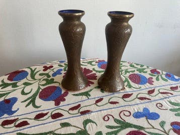 Val Saint Lambert - Vase (2) - Verre, Bronze - Art Nouveau, Antiek en Kunst, Antiek | Glaswerk en Kristal