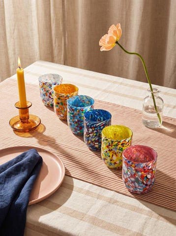 Drinkset (6) - Muranoglas - Murrine en Arlecchino