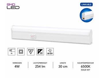 Veiling - 10x LED Balk Onder-Meubel 4W – 6400K – Wit –, Nieuw