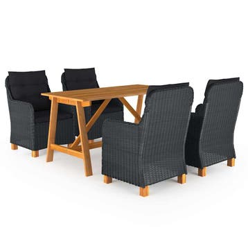 vidaXL 5-delige Tuinset donkergrijs, Verzenden, Nieuw, Tuinset