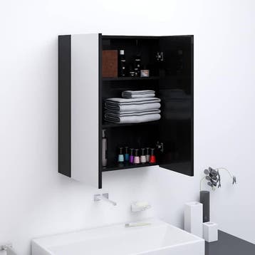vidaXL Badkamerkast met spiegel 60x15x75 cm MDF glanzend, Verzenden, Nieuw