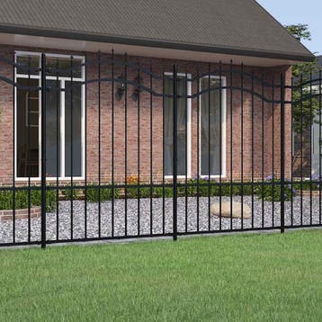 vidaXL Tuinhek Woerden met speerpunt zwart 240x150 cm staal, Verzenden