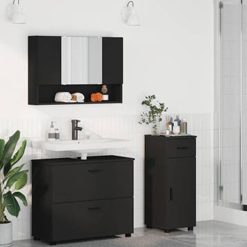 vidaXL Badkamermeubel Set 3 st Zwart 76,5 x 35 x 64 cm, Huis en Inrichting, Badkamer | Badkamermeubels, Verzenden, Nieuw