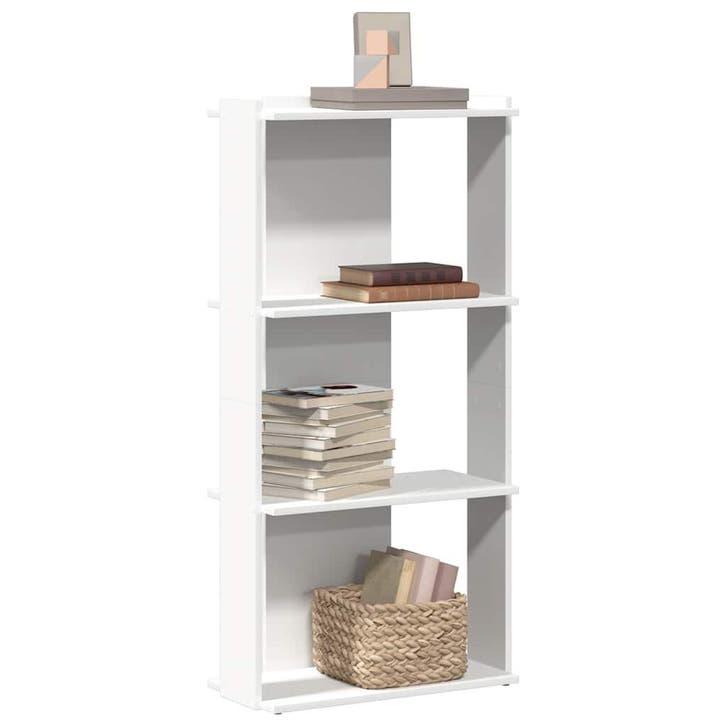 vidaXL Boekenkast 3-laags 60x30x120 cm bewerkt hout wit, Huis en Inrichting, Kasten | Boekenkasten, Nieuw, Verzenden