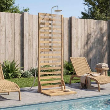 vidaXL Buitendouche 205,5 cm Massief acaciahout en roestvrij, Tuin en Terras, Verzenden, Nieuw