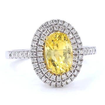 Bague - 14 carats Or blanc - 2.86ct. tw. Saphir - Diamant -