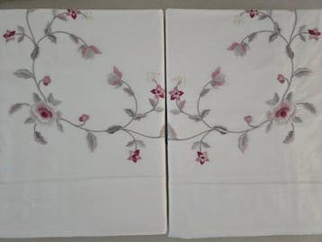 Set Lenzuola ricamate in puro cotone percalle Ricamo in