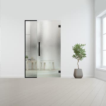 Glazen binnendeur met zijlicht zonder kozijn zwart beslag-Cr, Doe-het-zelf en Bouw, Verzenden, Nieuw