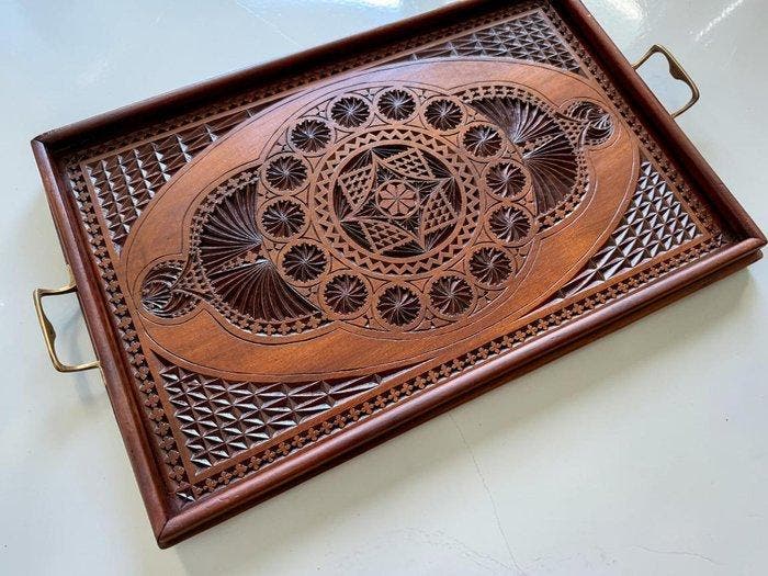 Dienblad - Jugendstil -1890s - Teak, Antiek en Kunst, Kunst | Designobjecten