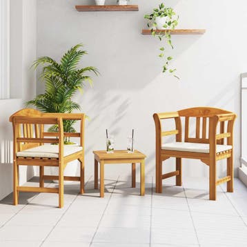 vidaXL Tuinrozen loungeset met kussen 3 pcs Massief Acacia, Verzenden, Nieuw, Loungeset