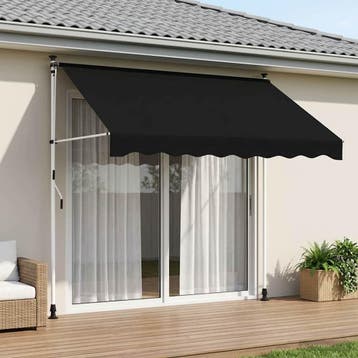 vidaXL Handmatig uitschuifbare luifel Zwart 300 cm, Verzenden, Nieuw
