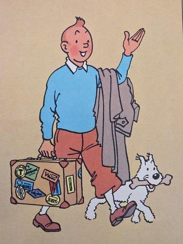 Tintin - Carte postale- Tintin avec une valise et Milou - 1, Livres