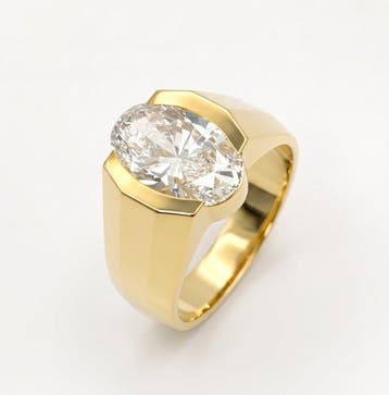 Ring - 14 karaat Geel goud - 5.01ct. tw. Diamant (Lab-grown), Nieuw