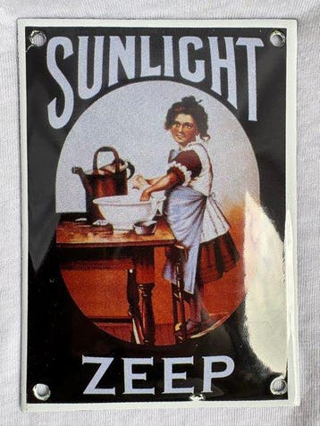 Sunlight Zeep emaille reclamebord – nostalgische, Antiek en Kunst