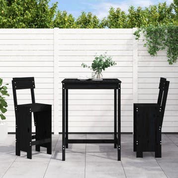 vidaXL 3-delige Tuinbarset massief grenenhout zwart, Tuin en Terras, Verzenden, Nieuw