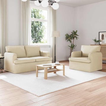vidaXL bank / zetelstel 2 st Crème Stof, Huis en Inrichting, Zetels | Zetels, Verzenden, Nieuw