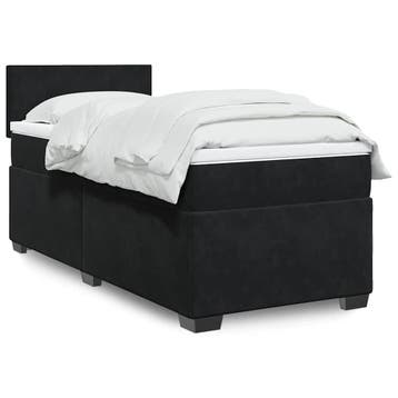 vidaXL Boxspring met matras fluweel zwart 1-persoons, Verzenden, Nieuw