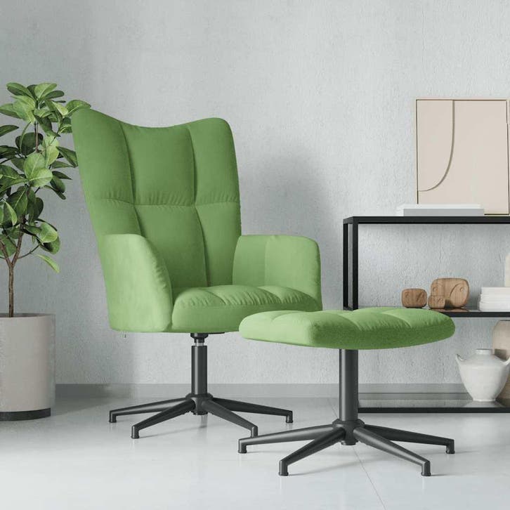 vidaXL Relaxstoel met voetenbank fluweel lichtgroen, Huis en Inrichting, Fauteuils, Nieuw, Verzenden