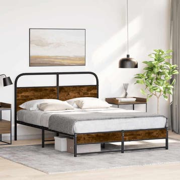 vidaXL Bedframe zonder matras bewerkt hout gerookt eiken, Verzenden