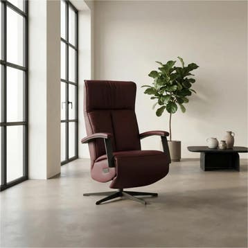 Leren elektrisch relaxfauteuil Pure - Toledo Bordeaux, Maison & Meubles, Ophalen of Verzenden
