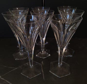 Val Saint Lambert - Verre à vin (8) - Hafnia - Cristal, Antiquités & Art