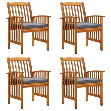 vidaXL Tuinstoelen 4 stuks met kussens, massief acaciahout, Verzenden, Nieuw