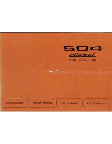 1974 PEUGEOT 504 BIJLAGE INSTRUCTIEBOEKJE, Ophalen of Verzenden