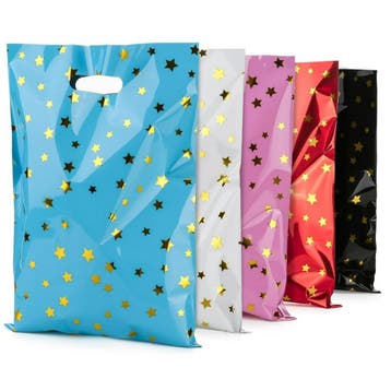Fako Bijoux - 50x Folie Uitdeelzakjes Gouden Sterren - 50, Diversen, Cadeauverpakkingen, Verzenden, Nieuw