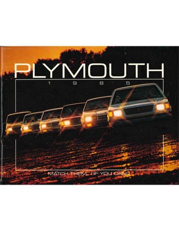 1985 PLYMOUTH PROGRAMMA BROCHURE ENGELS (USA), Nieuw