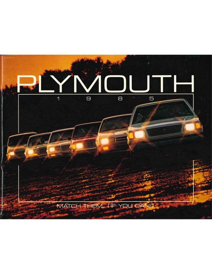 1985 PLYMOUTH PROGRAMMA BROCHURE ENGELS (USA), Boeken, Auto's | Folders en Tijdschriften
