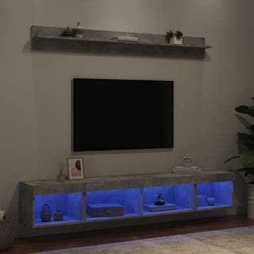 vidaXL 5-delige Tv-wandmeubelset met LED bewerkt hout, Verzenden, Nieuw