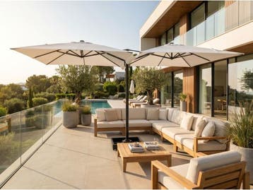 Veiling - Vierdubbele hangende parasol Wit (4 * 300x300cm)